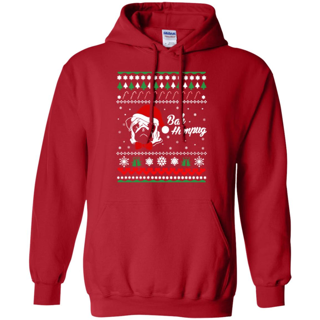 Bah Hum Pug Dog Christmas Men Pullover Hoodie
