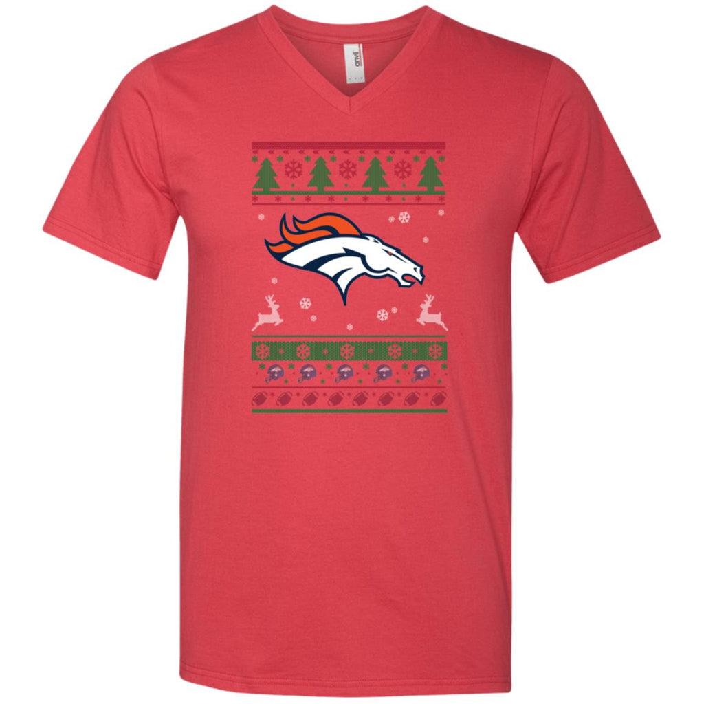 Denver Broncos Logo Football Teams Ugly Christmas Sweater Men V-Neck T-Shirt