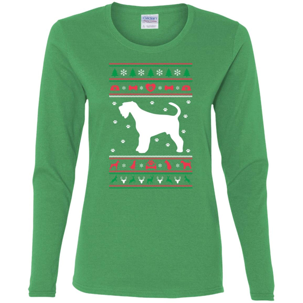 Christmas Airedale Dog Women Long Sleeve Shirt