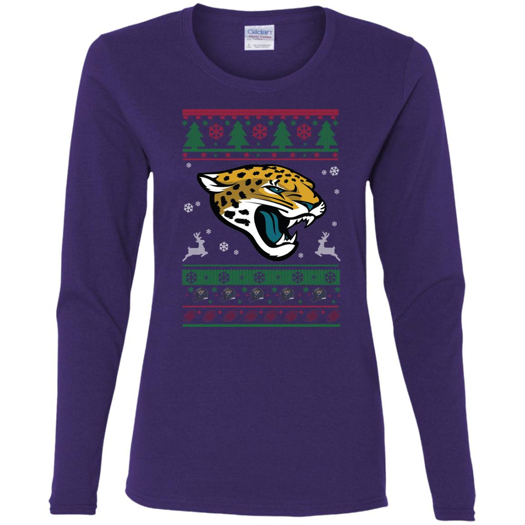 Jacksonville Jaguars Logo Football Teams Ugly Christmas Sweater Women Long Sleeve Shirt