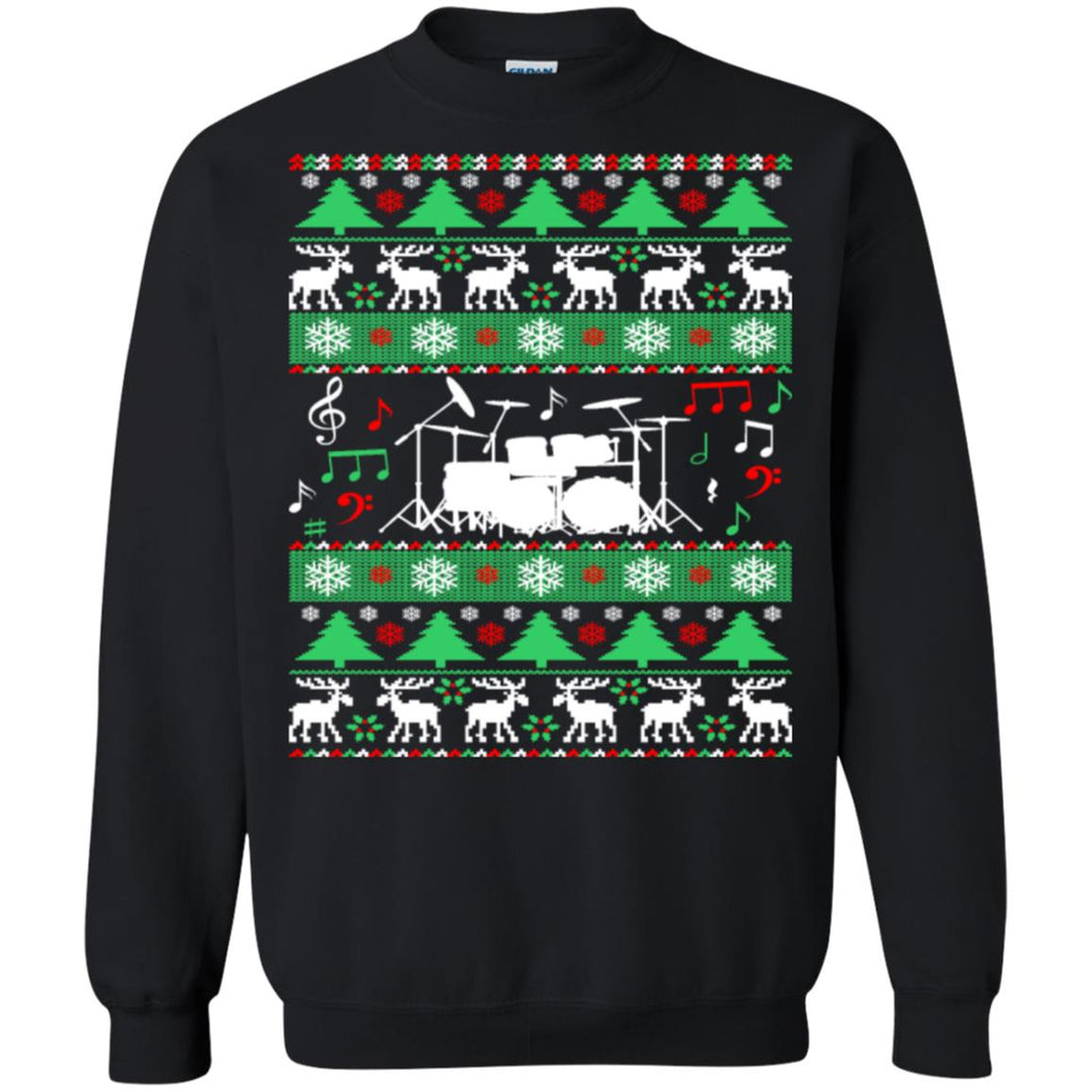 Drums Drummer Ugly Christmas Unisex Crewneck Pullover Sweatshirt