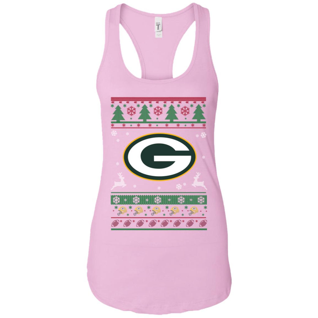 Green Bay Packers Logo Football Teams Ugly Christmas Sweater Women Tank