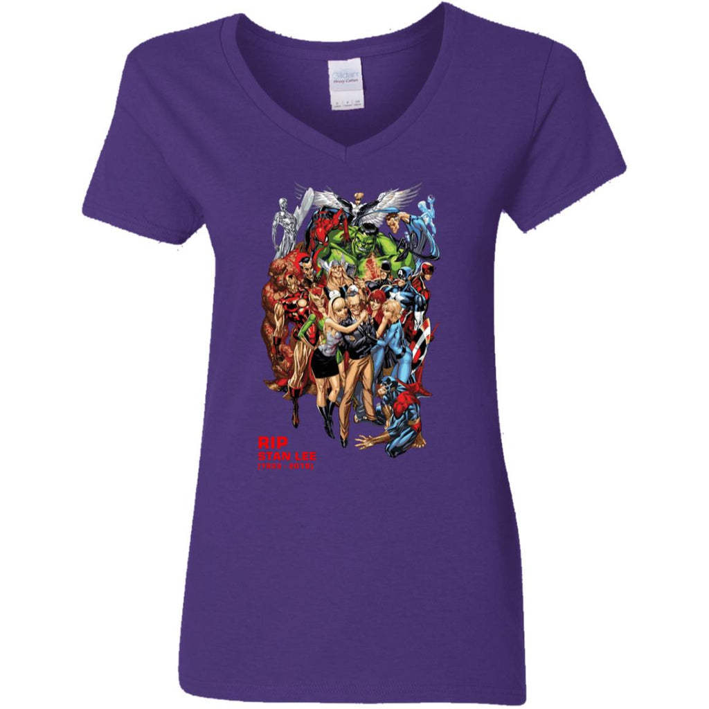 Rip Stan Lee Father Of Super Heroes Women V-Neck T-Shirt
