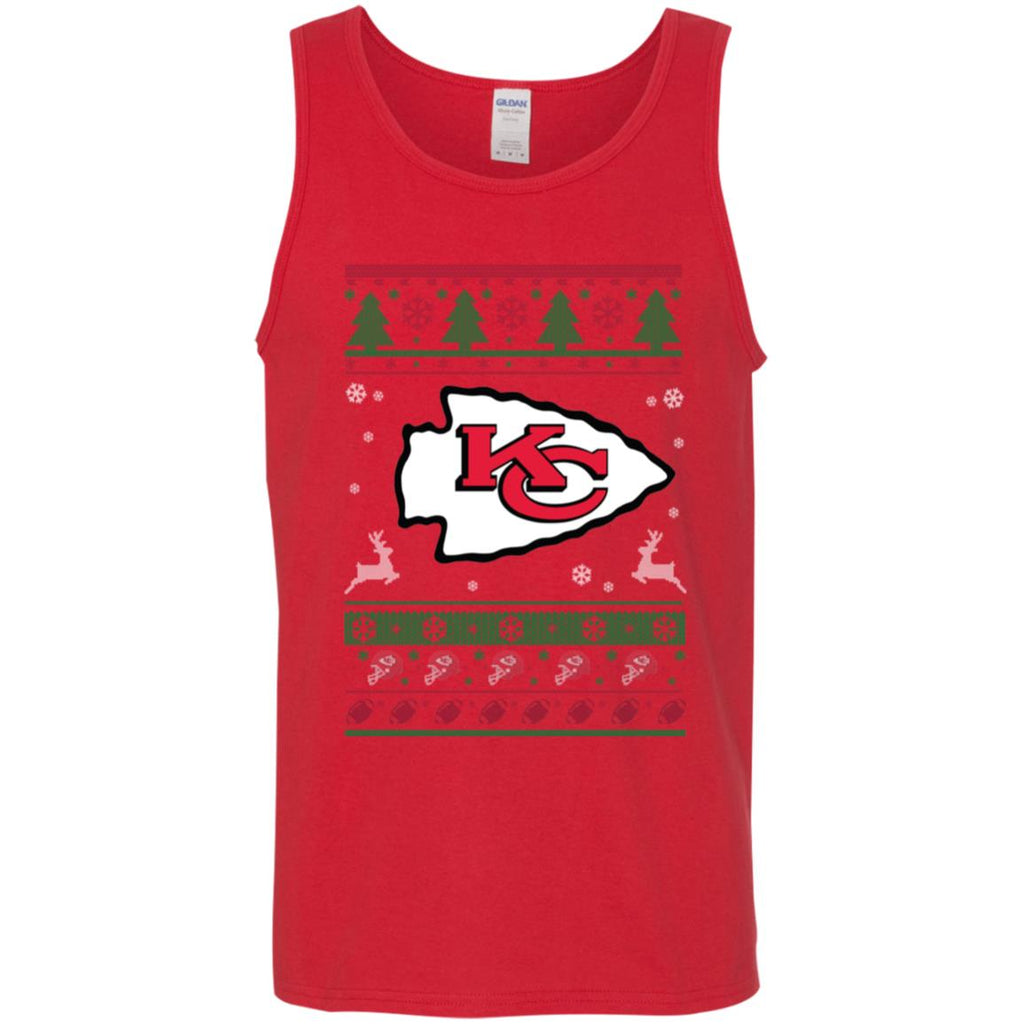 Kansas City Chiefs Logo Football Teams Ugly Christmas Sweater Men Tank Top