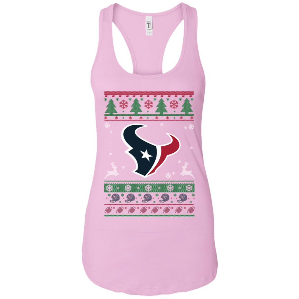 Houston Texans Logo Football Teams Ugly Christmas Sweater Women Tank