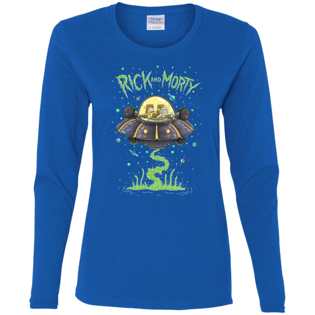 Rick And Morty Spaceship Illustration Women Long Sleeve Shirt