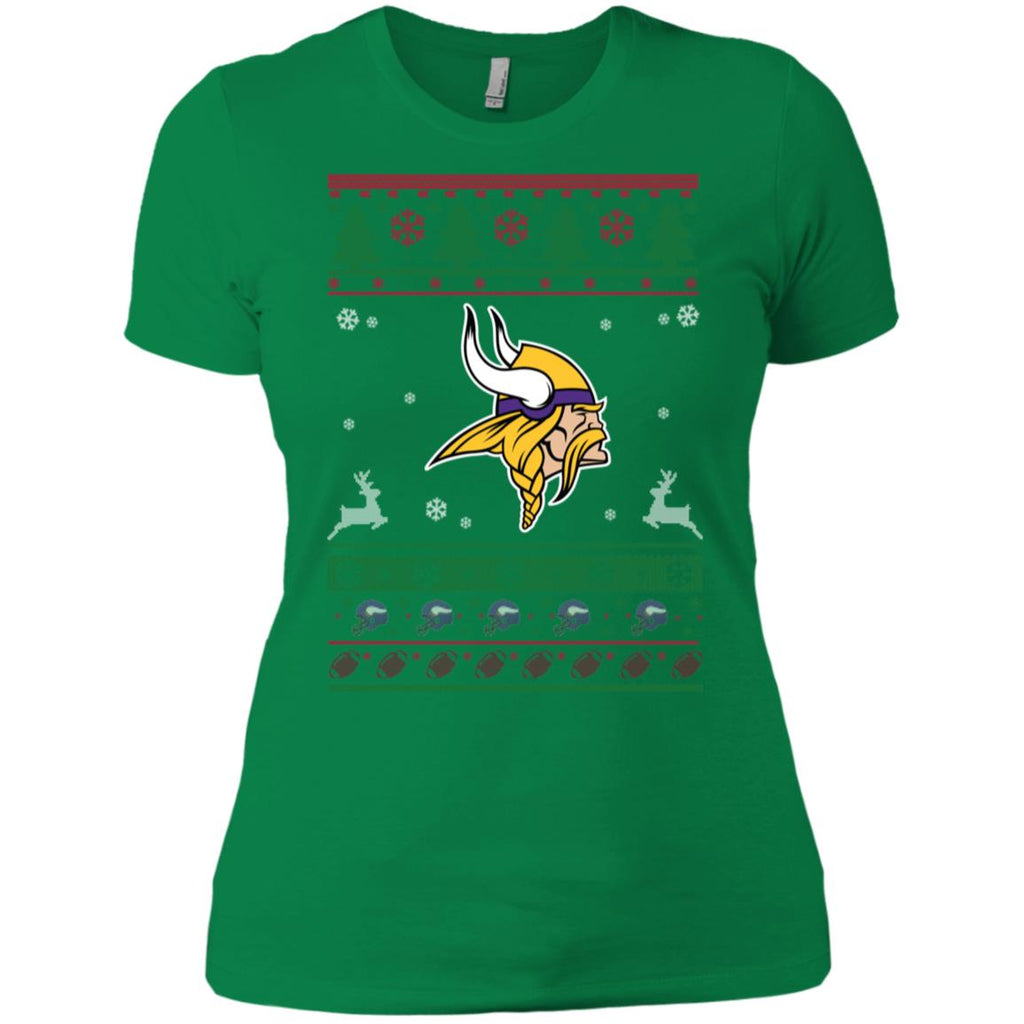 Minnesota Vikings Logo Football Teams Ugly Christmas Sweater Women T-Shirt