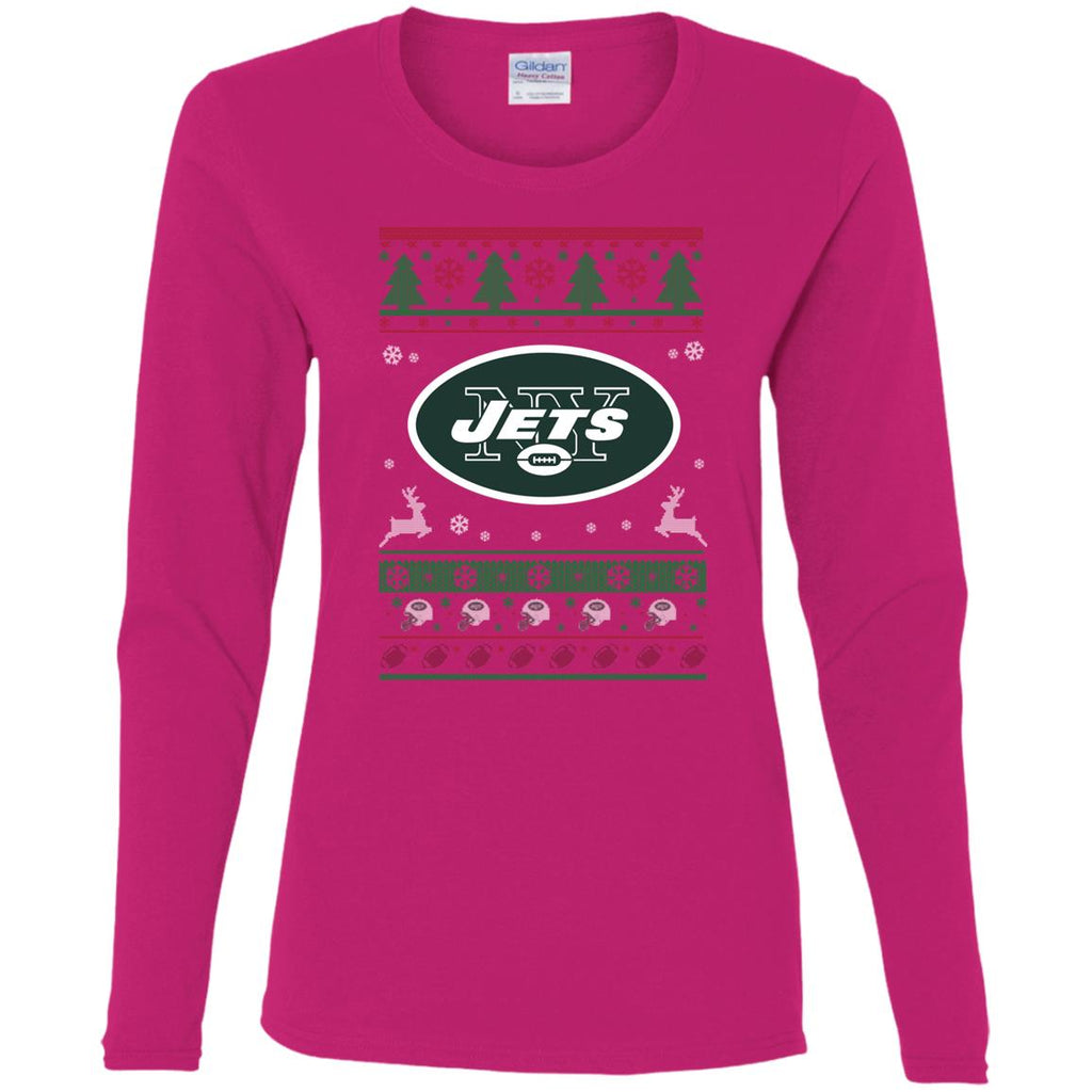 New York Jets Logo Football Teams Ugly Christmas Sweater Women Long Sleeve Shirt