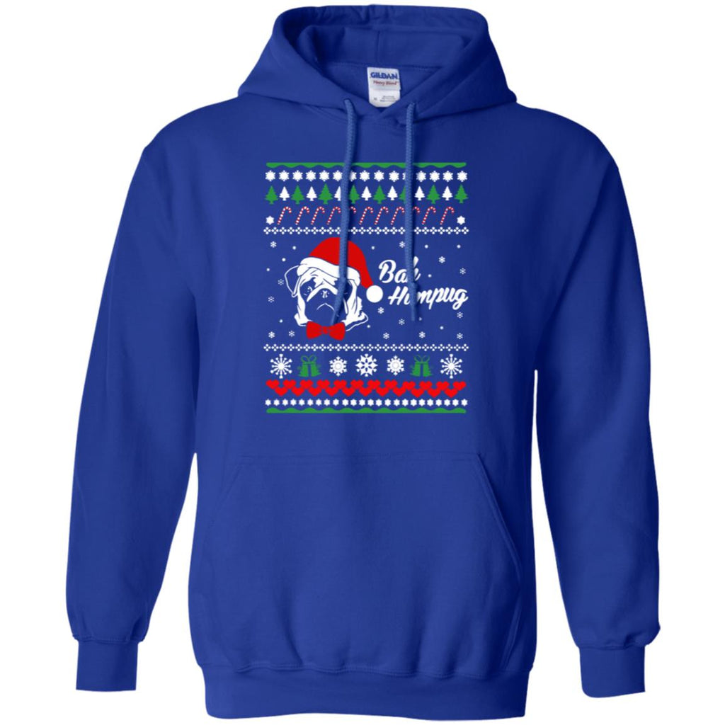 Bah Hum Pug Dog Christmas Men Pullover Hoodie