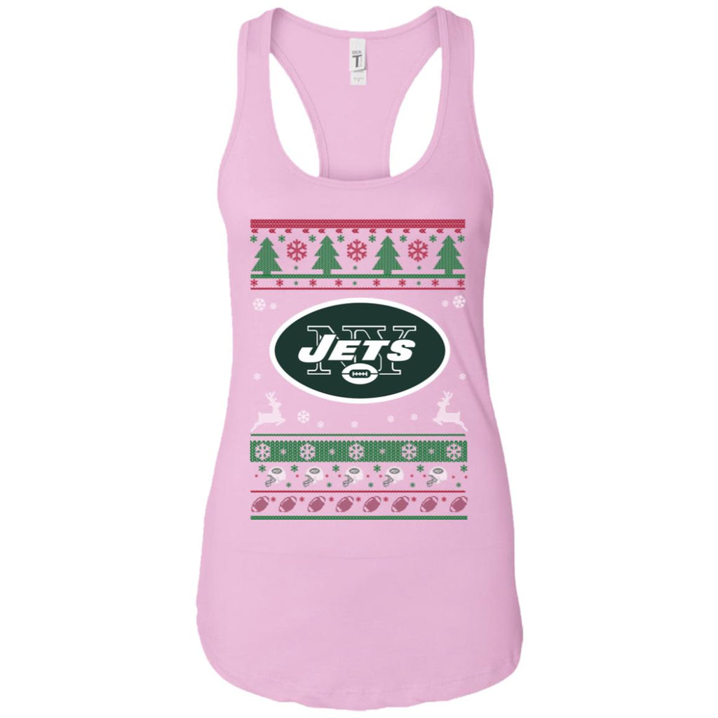 New York Jets Logo Football Teams Ugly Christmas Sweater Women Tank
