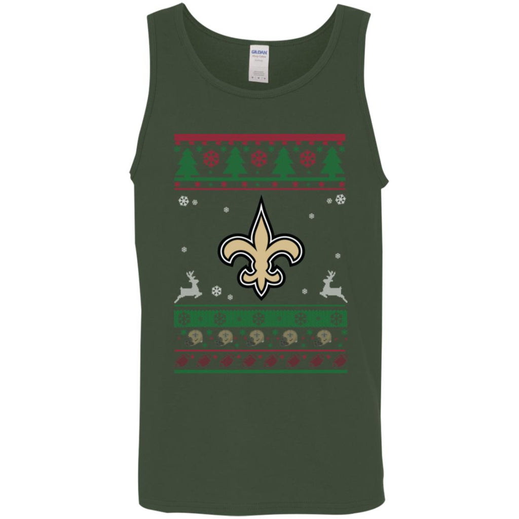 New Orleans Saints Logo Football Teams Ugly Christmas Sweater Men Tank Top