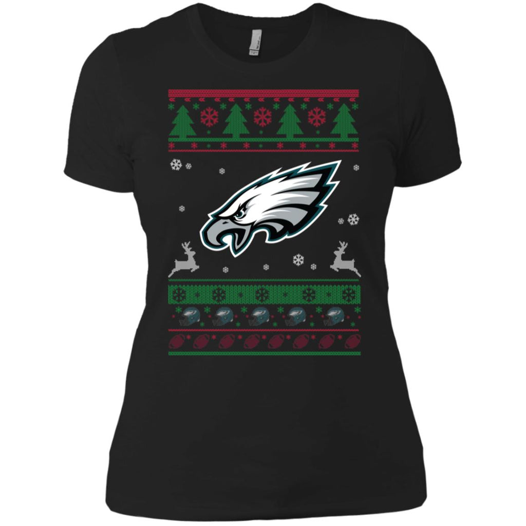 Philadelphia Eagles Logo Football Teams Ugly Christmas Sweater Women T-Shirt