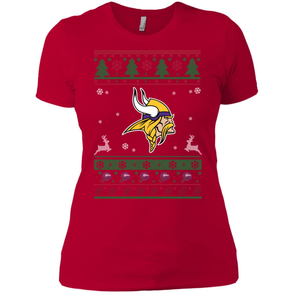 Minnesota Vikings Logo Football Teams Ugly Christmas Sweater Women T-Shirt