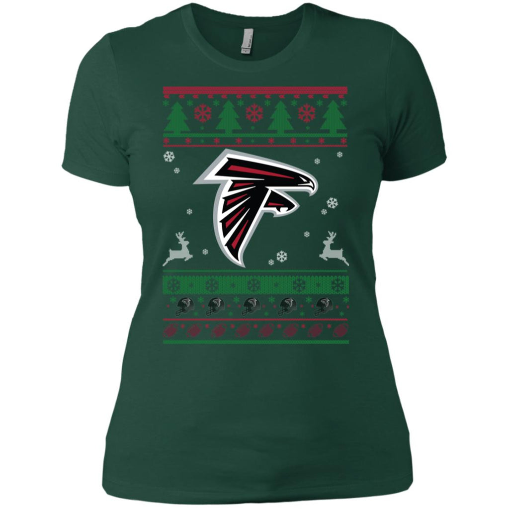 Atlanta Falcons Logo Football Teams Ugly Christmas Sweater Women T-Shirt