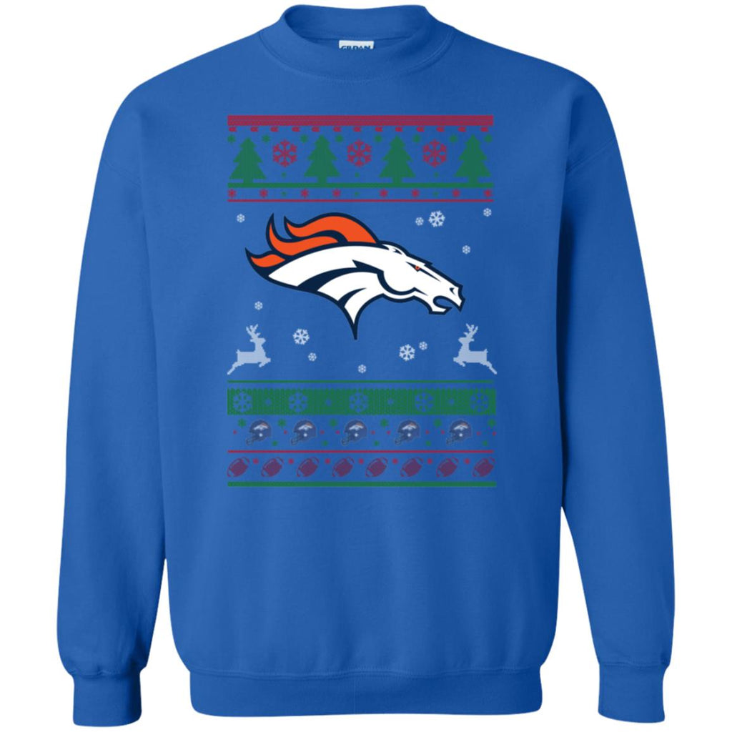 Denver Broncos Logo Football Teams Ugly Christmas Sweater Unisex Crewneck Pullover Sweatshirt