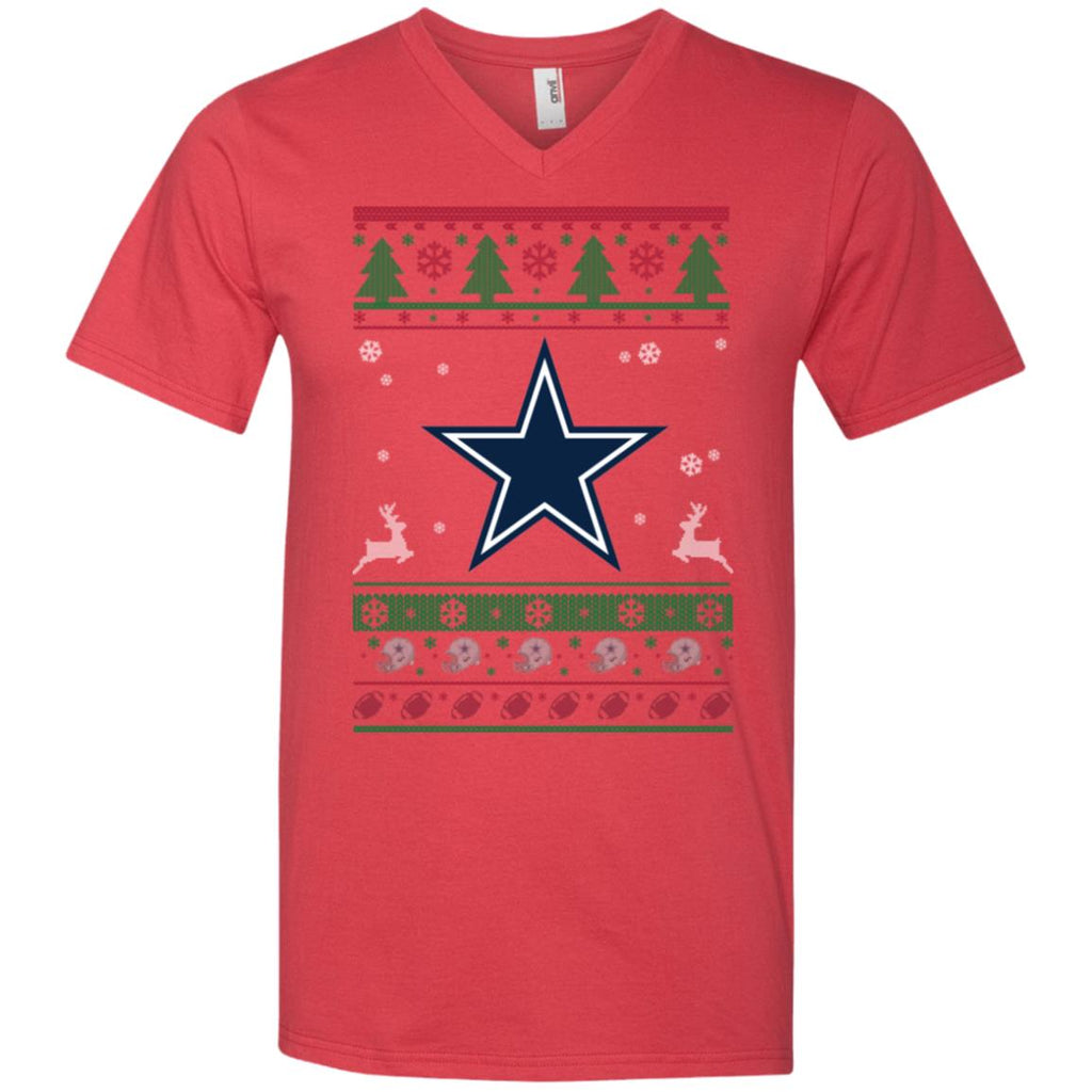 Dallas Cowboys Logo Football Teams Ugly Christmas Sweater Men V-Neck T-Shirt