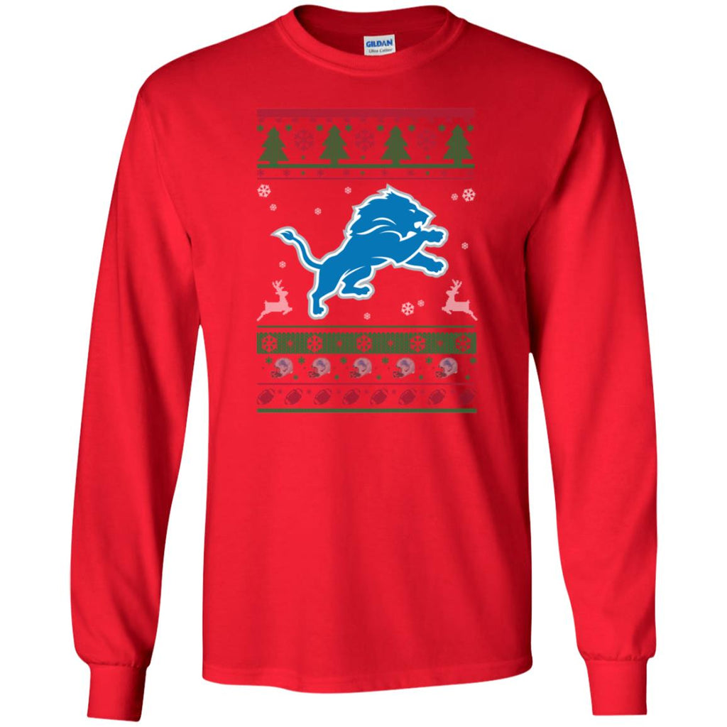 Detroit Lions Logo Football Teams Ugly Christmas Sweater Men Long SLeeve Shirt