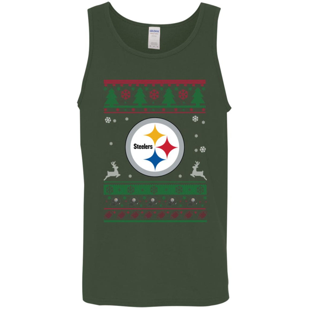 Pittsburgh Steelers Logo Football Teams Ugly Christmas Sweater Men Tank Top