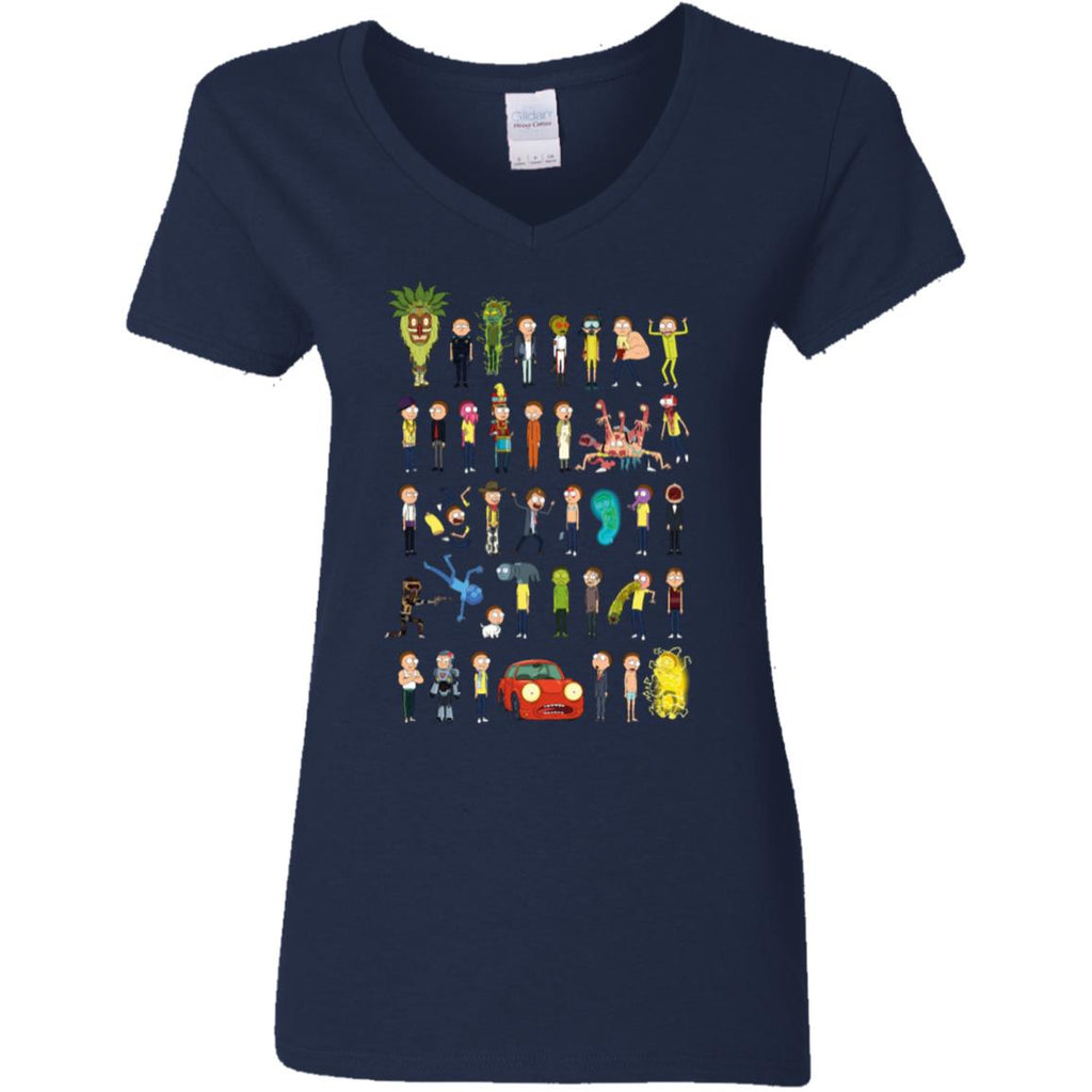 Ricky And Morty The Many Morty's Women V-Neck T-Shirt