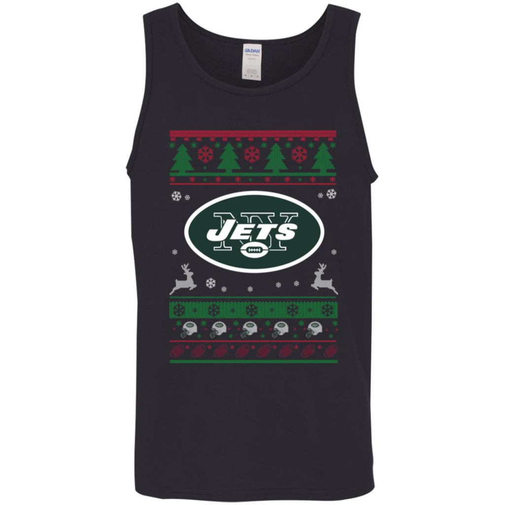 New York Jets Logo Football Teams Ugly Christmas Sweater Men Tank Top