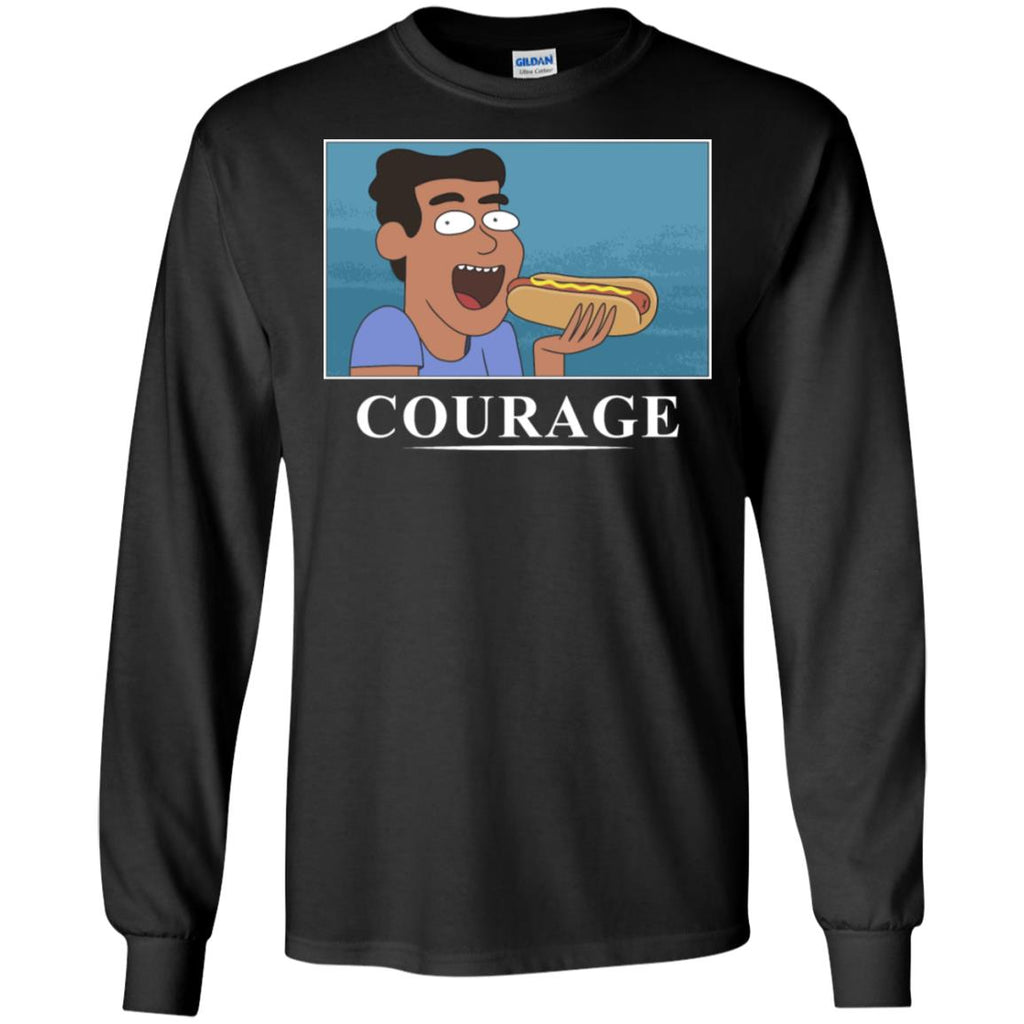 Rick And Morty Courage Is Eating A Hot Dog Men Long SLeeve Shirt