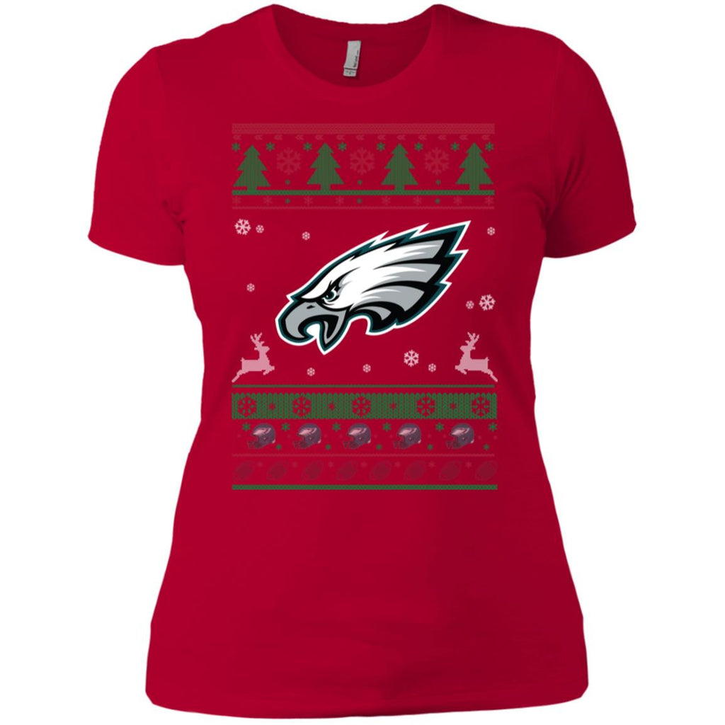 Philadelphia Eagles Logo Football Teams Ugly Christmas Sweater Women T-Shirt