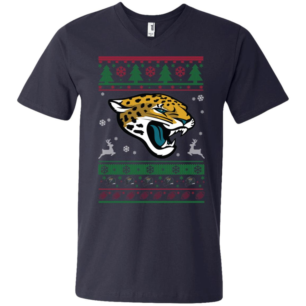 Jacksonville Jaguars Logo Football Teams Ugly Christmas Sweater Men V-Neck T-Shirt