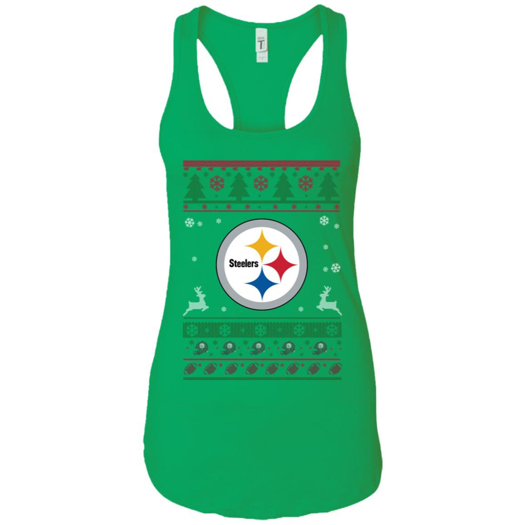 Pittsburgh Steelers Logo Football Teams Ugly Christmas Sweater Women Tank