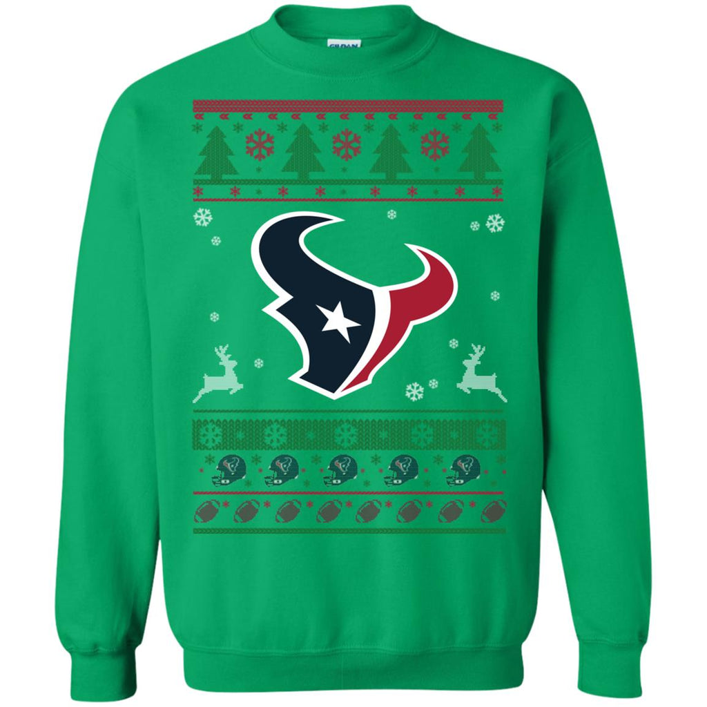Houston Texans Logo Football Teams Ugly Christmas Sweater Unisex Crewneck Pullover Sweatshirt