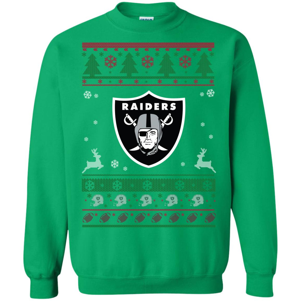 Oakland Raiders Logo Football Teams Ugly Christmas Sweater Unisex Crewneck Pullover Sweatshirt