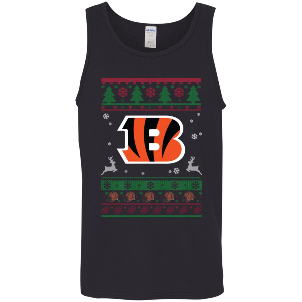 Cincinnati Bengals Logo Football Teams Ugly Christmas Sweater Men Tank Top