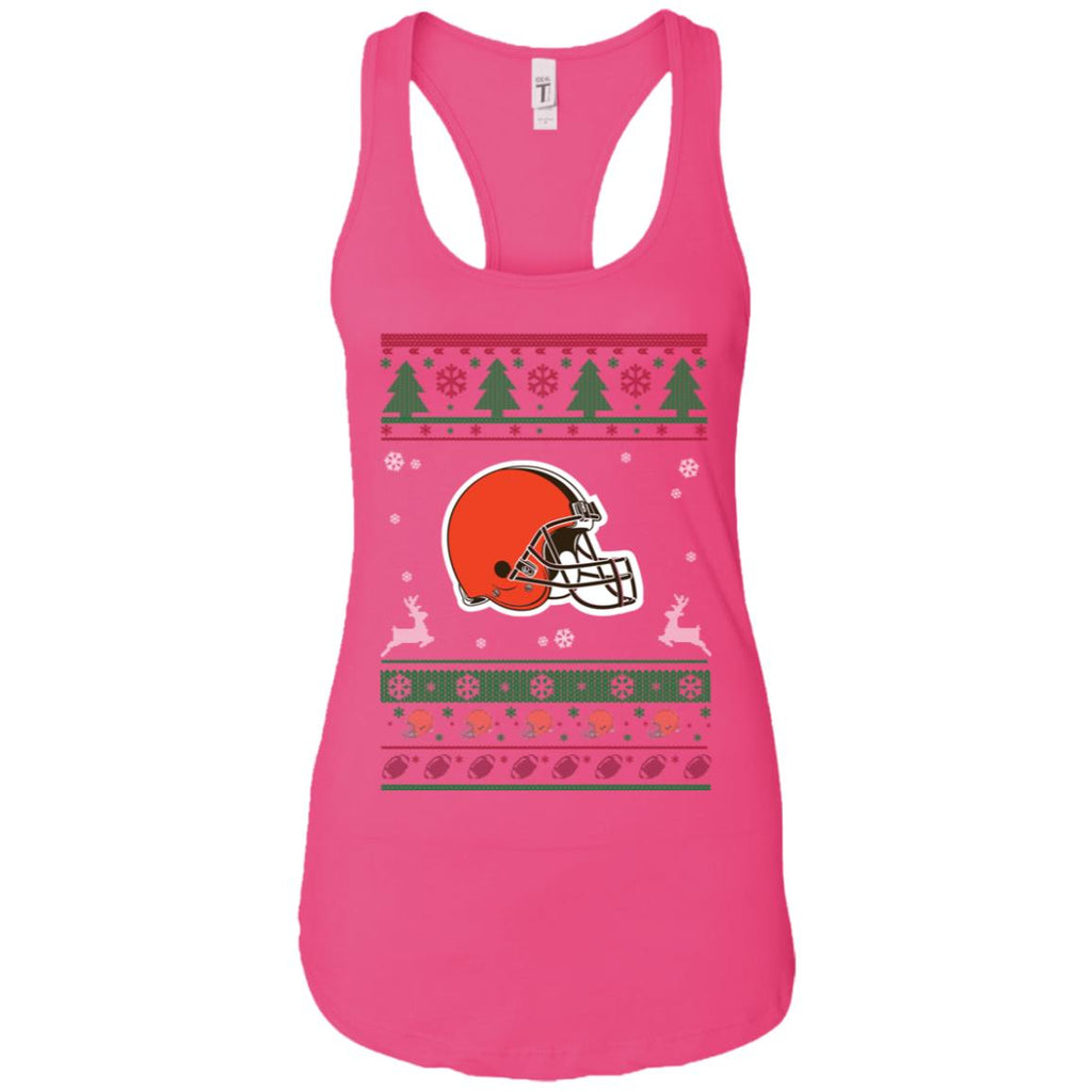 Cleveland Browns Logo Football Teams Ugly Christmas Sweater Women Tank