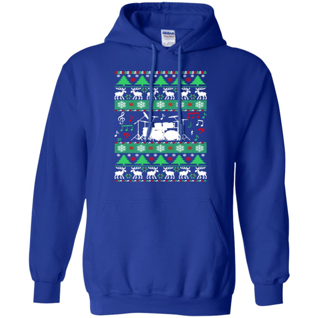 Drums Drummer Ugly Christmas Men Pullover Hoodie