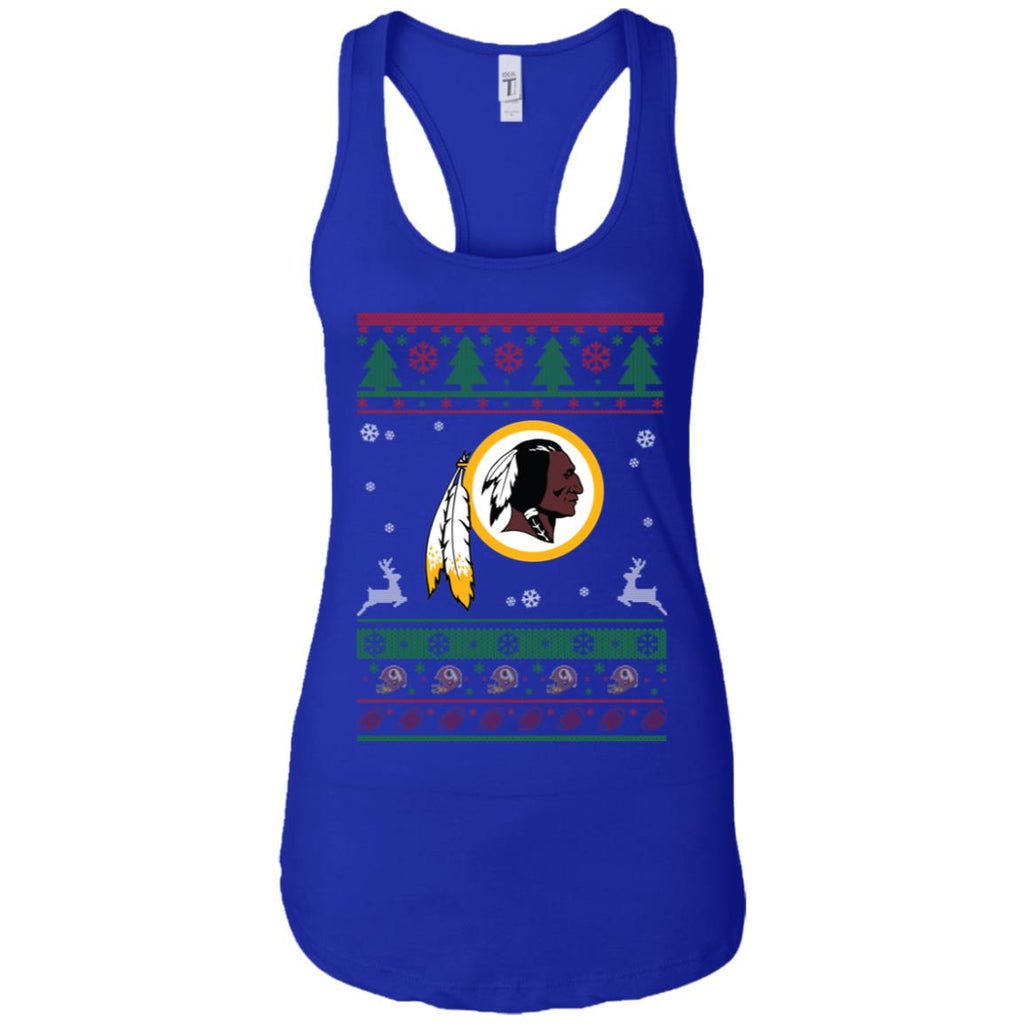 Washington Redskins Logo Football Teams Ugly Christmas Sweater Women Tank