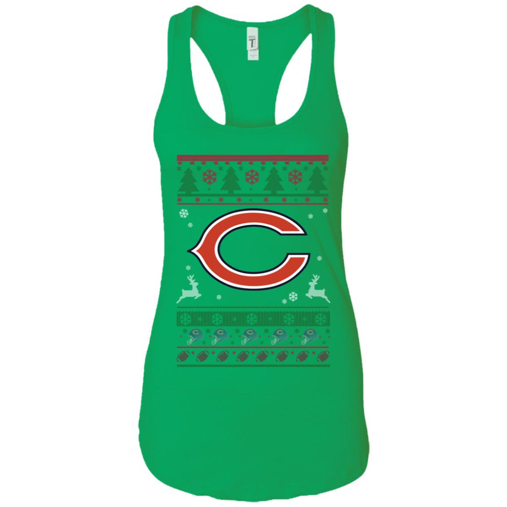 Chicago Bears Logo Football Teams Ugly Christmas Sweater Women Tank