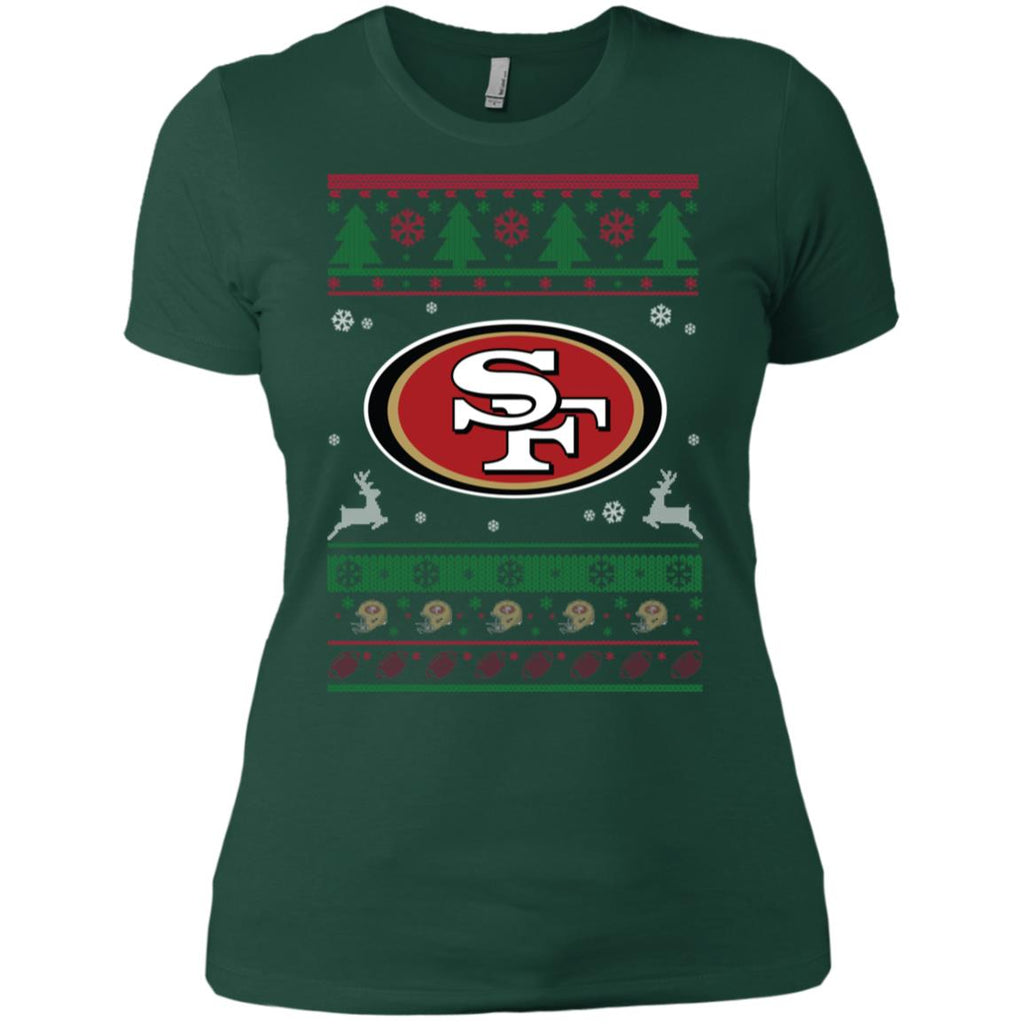 San Francisco 49ers Logo Football Teams Ugly Christmas Sweater Women T-Shirt