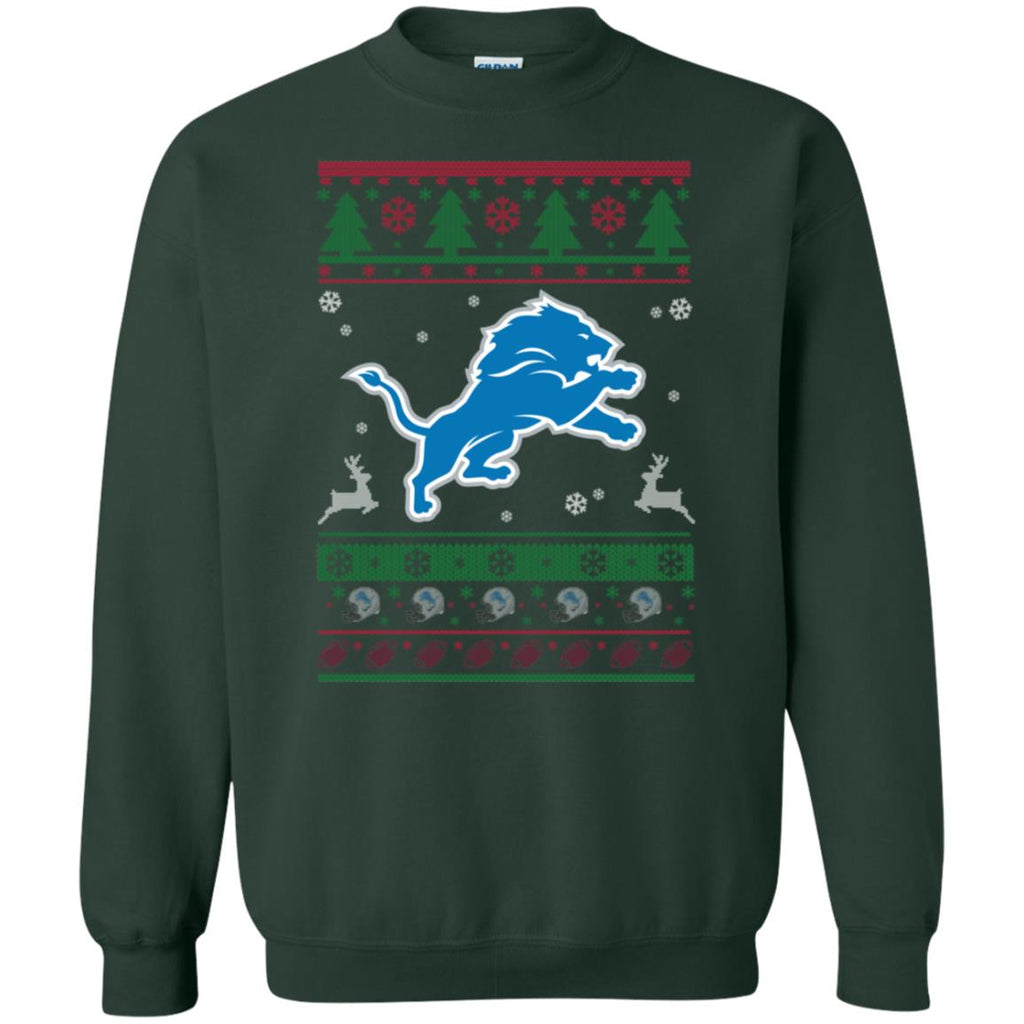 Detroit Lions Logo Football Teams Ugly Christmas Sweater Unisex Crewneck Pullover Sweatshirt