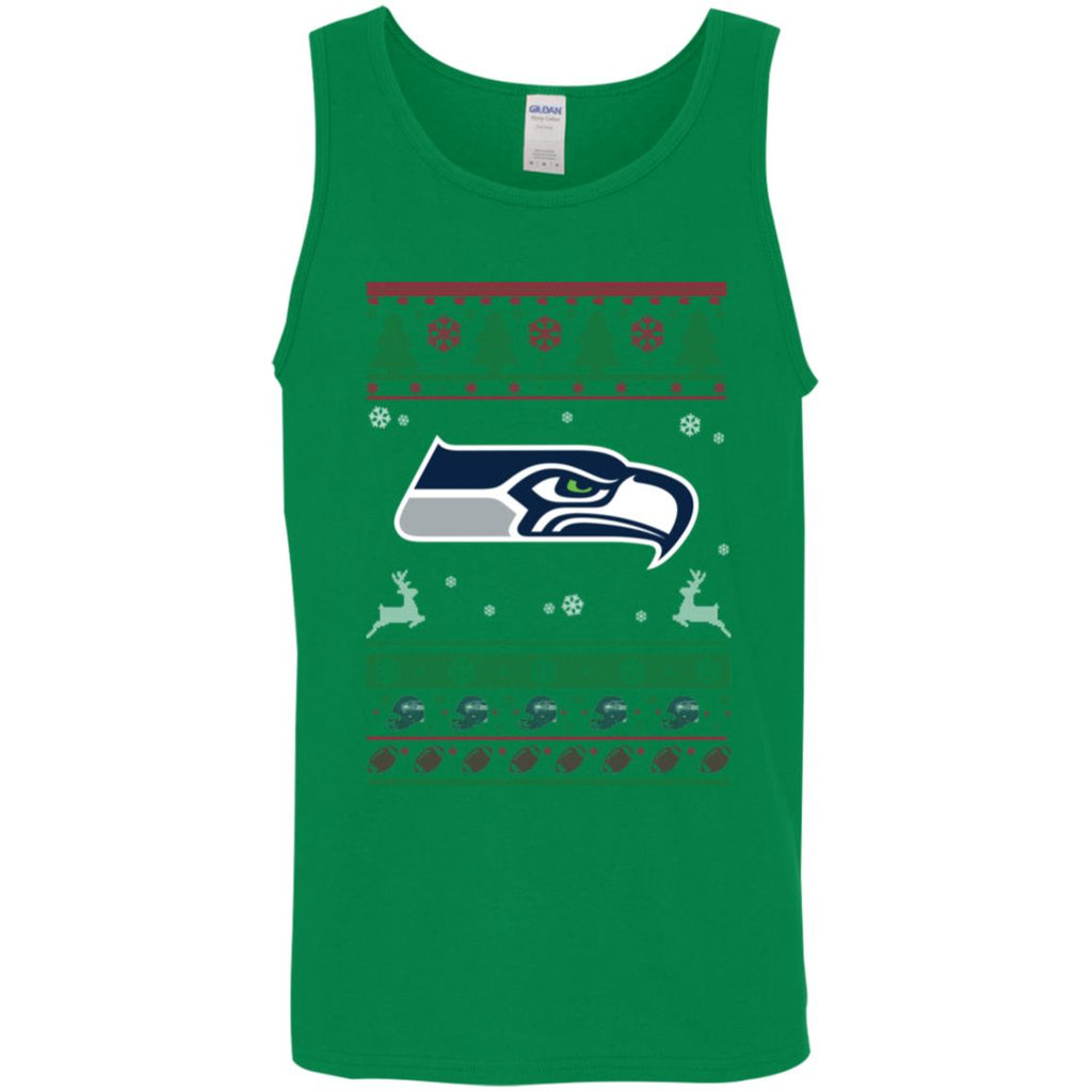 Seattle Seahawks Logo Football Teams Ugly Christmas Sweater Men Tank Top