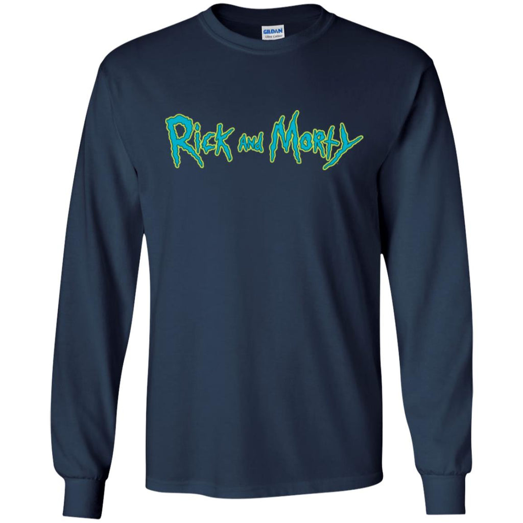 Rick And Morty Title Typography Men Long SLeeve Shirt