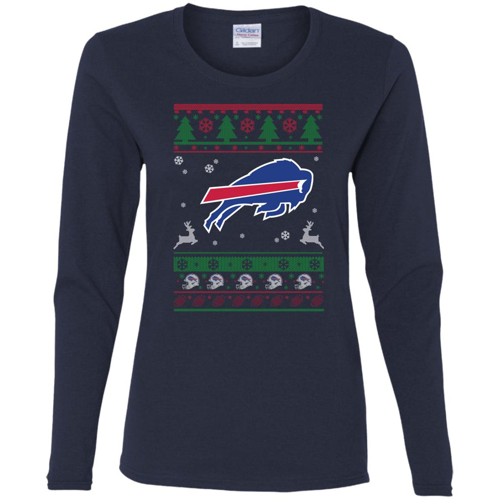Buffalo Bills Logo Football Teams Ugly Christmas Sweater Women Long Sleeve Shirt