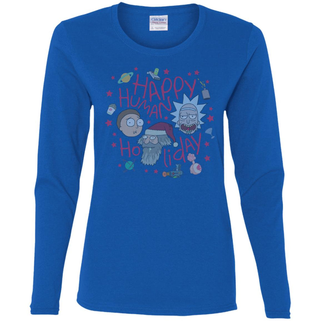 Rick And Morty Happy Human Holiday Jumper Women Long Sleeve Shirt