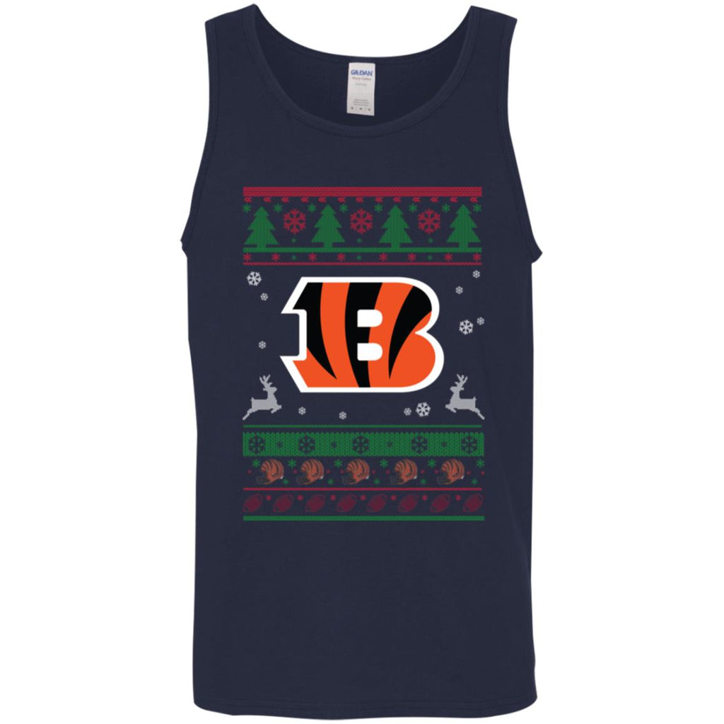Cincinnati Bengals Logo Football Teams Ugly Christmas Sweater Men Tank Top