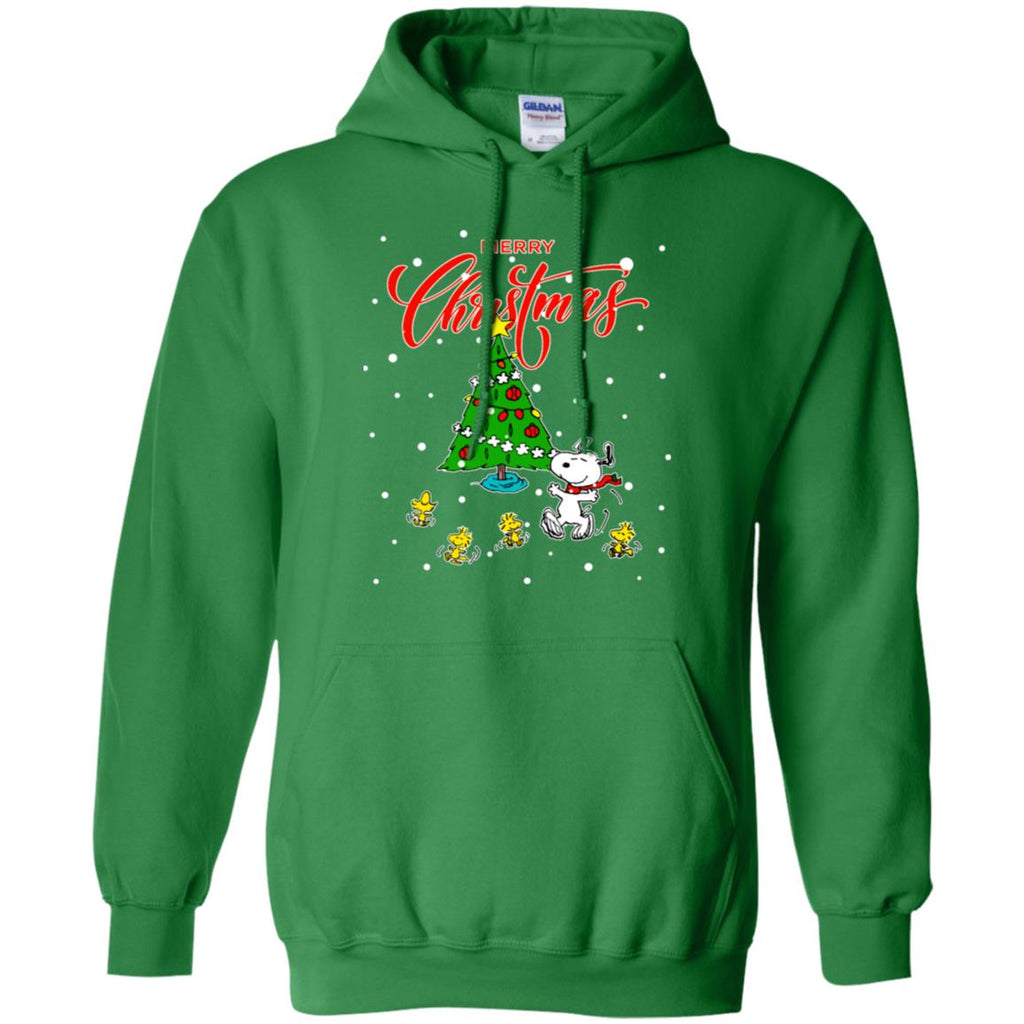 Peanuts-snoopy Christmas Tree Men Pullover Hoodie