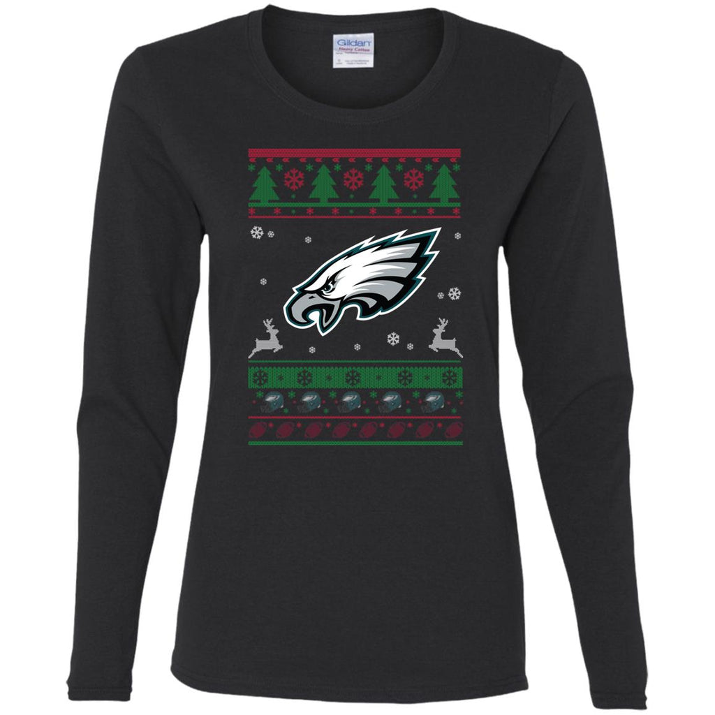 Philadelphia Eagles Logo Football Teams Ugly Christmas Sweater Women Long Sleeve Shirt