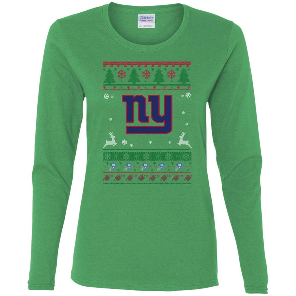 New York Giants Logo Football Teams Ugly Christmas Sweater Women Long Sleeve Shirt