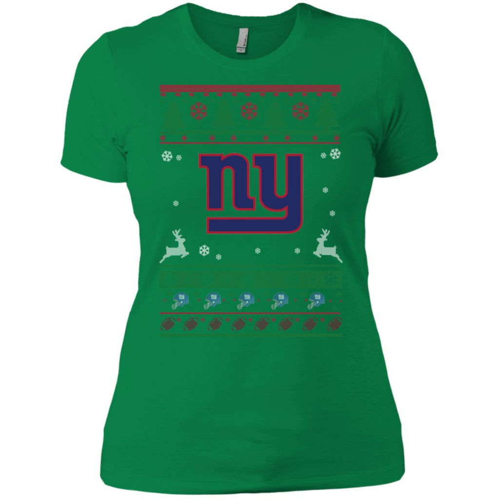 New York Giants Logo Football Teams Ugly Christmas Sweater Women T-Shirt