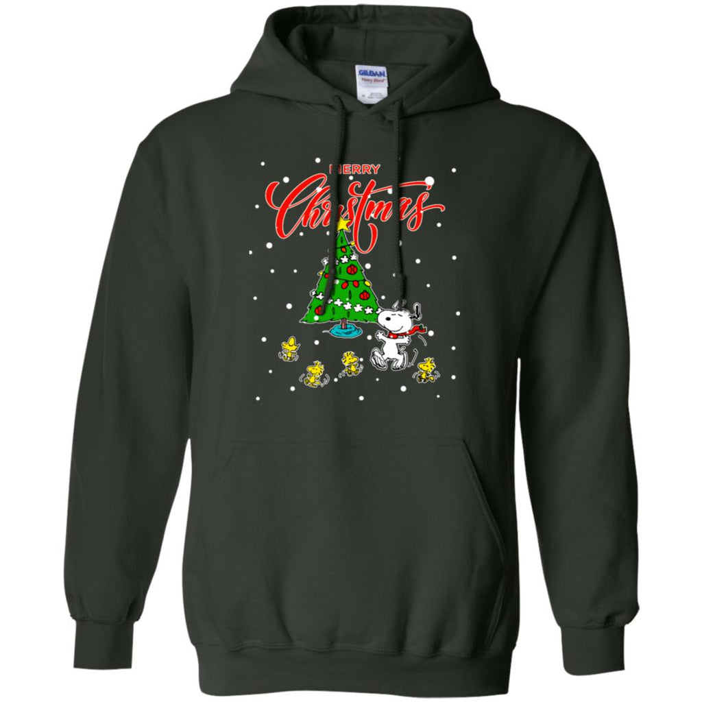 Peanuts-snoopy Christmas Tree Men Pullover Hoodie