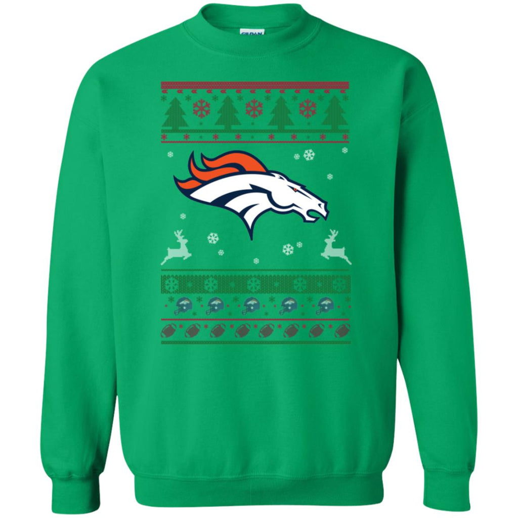 Denver Broncos Logo Football Teams Ugly Christmas Sweater Unisex Crewneck Pullover Sweatshirt