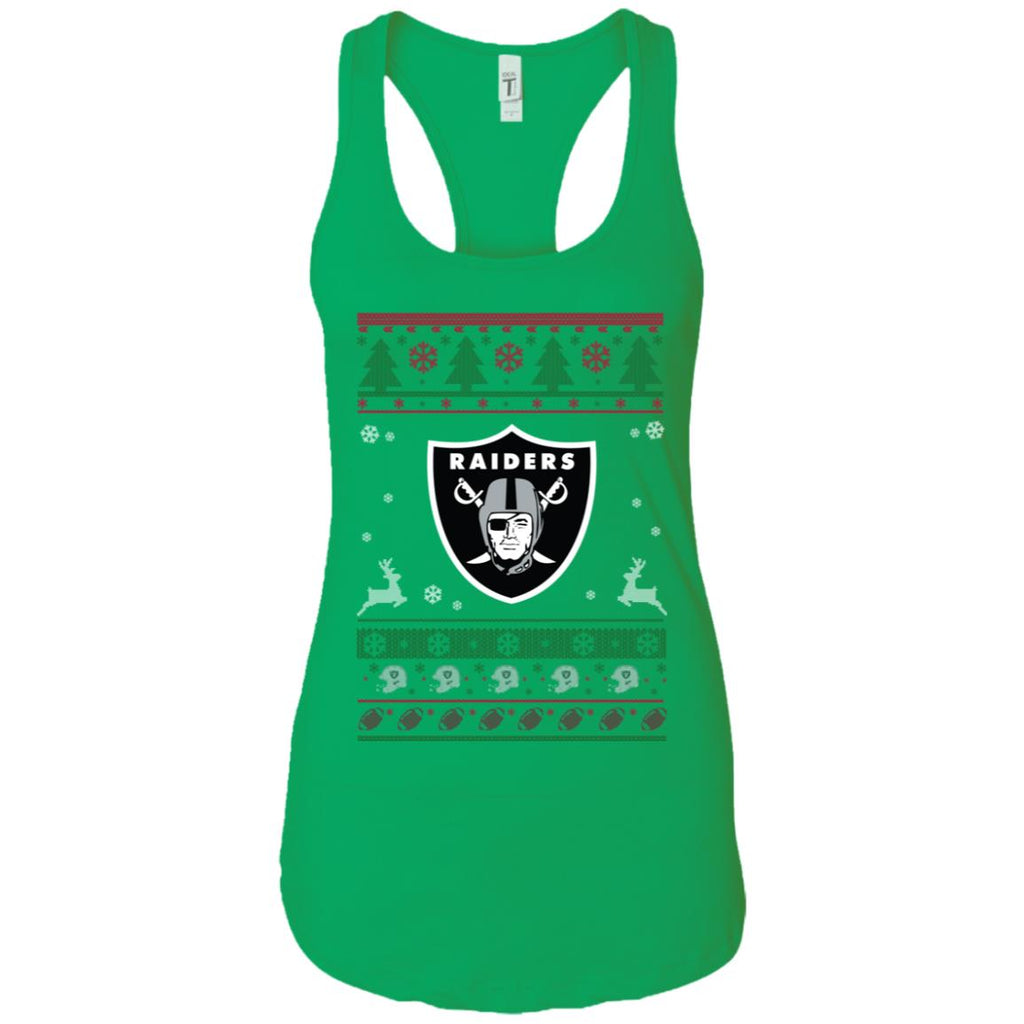 Oakland Raiders Logo Football Teams Ugly Christmas Sweater Women Tank