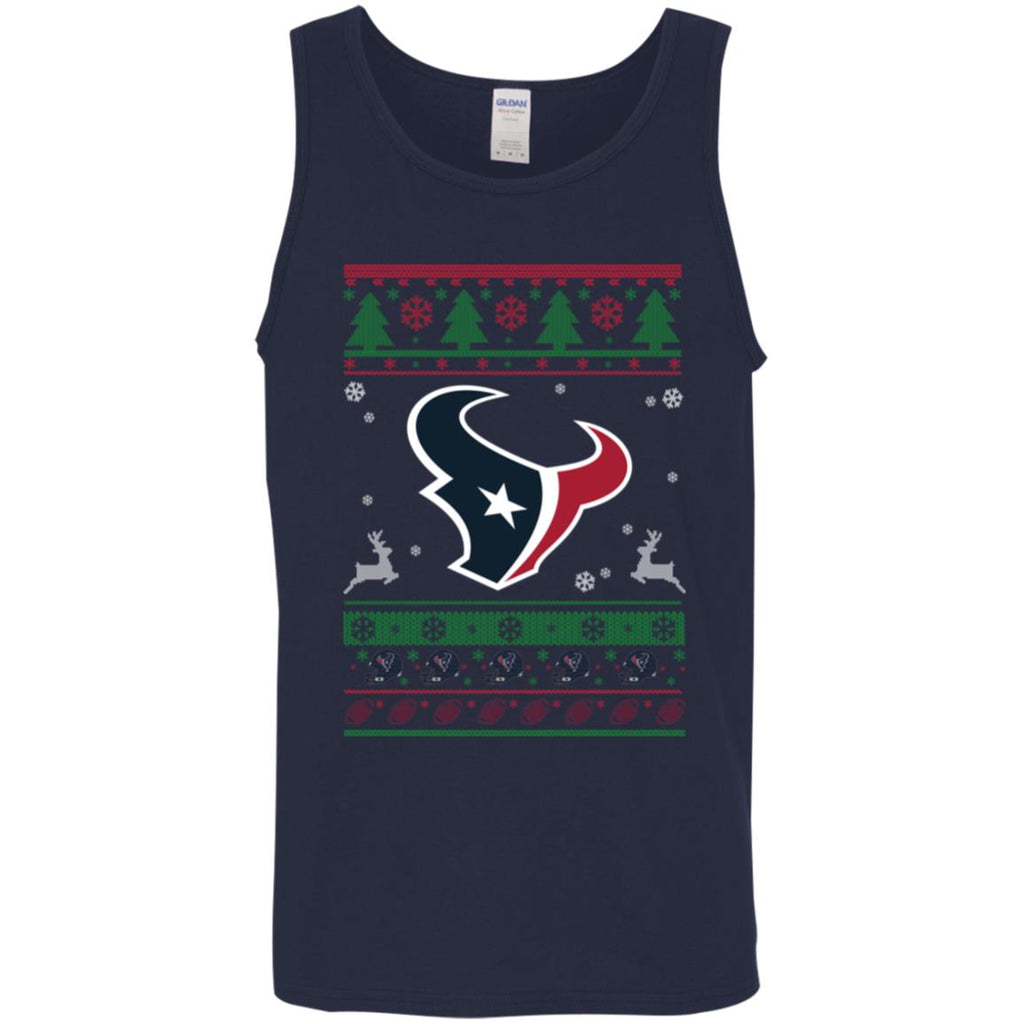 Houston Texans Logo Football Teams Ugly Christmas Sweater Men Tank Top